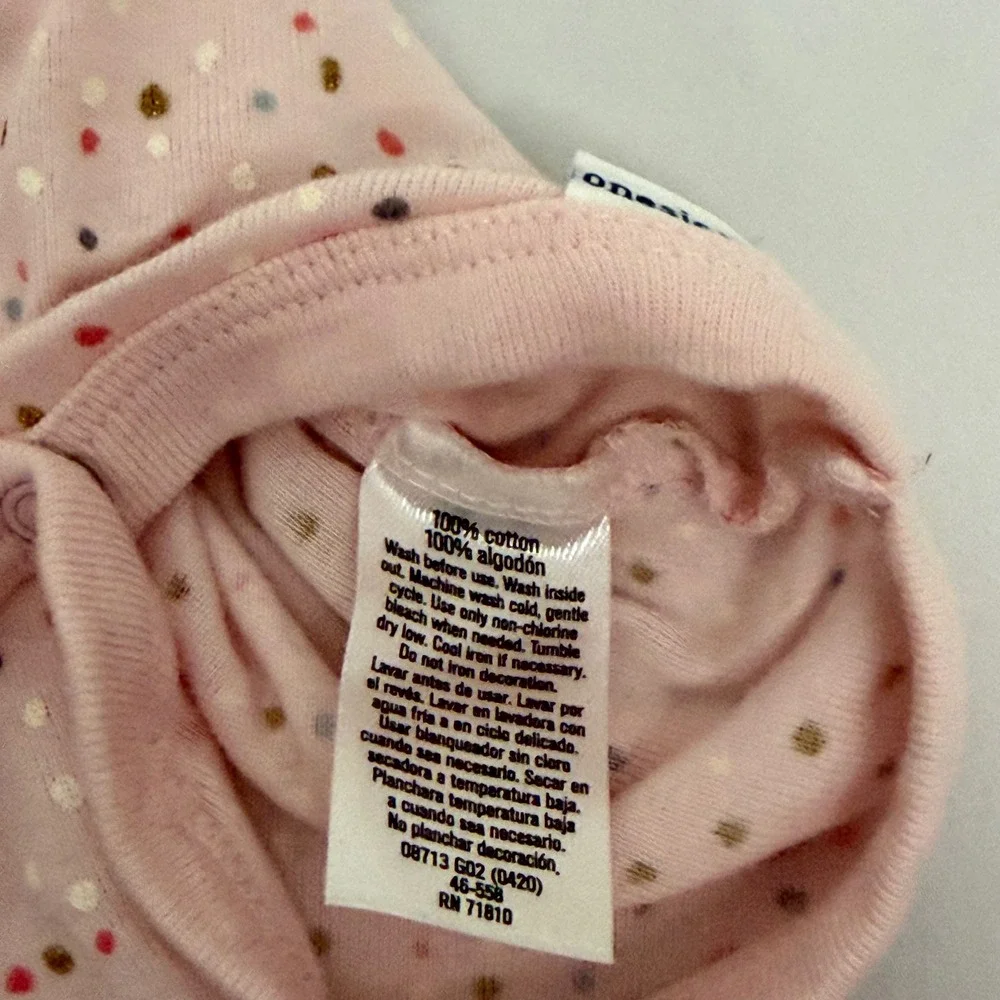 Gerber Baby Girls 3-6M Onesies 2 Pack Mint Floral Pink Polka Dot Cotton Snaps‎